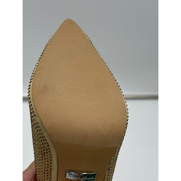 Lauren Lorraine Dori Pump Heels Bronze Gold Crystals Pointed Toe Size 9.5 New - Picture 8 of 10